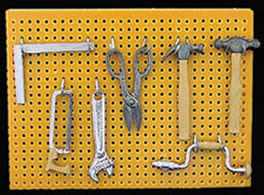 Dollhouse Miniature Peg Board With Tool Set